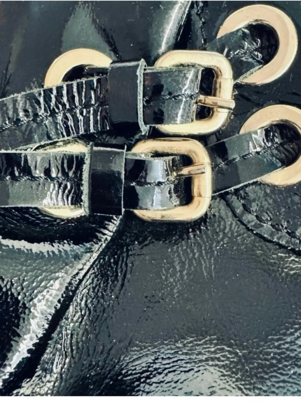 Vintage Marco Buggiani Slouchy Shiny Black Patent Leather Shoulder Tote .